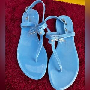 Stuart Weitzman Light Blue Periwinkle Sandals with Pearl Accents Size 7